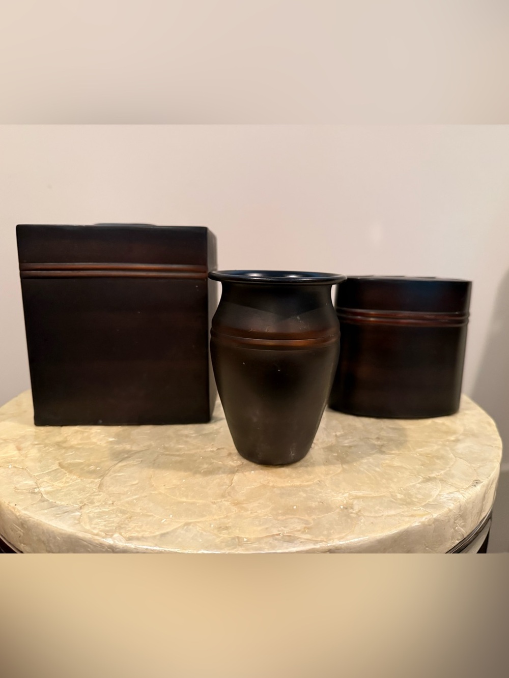 Matte Dark Brown Decorative Metal 3-Piece Bathroom Set